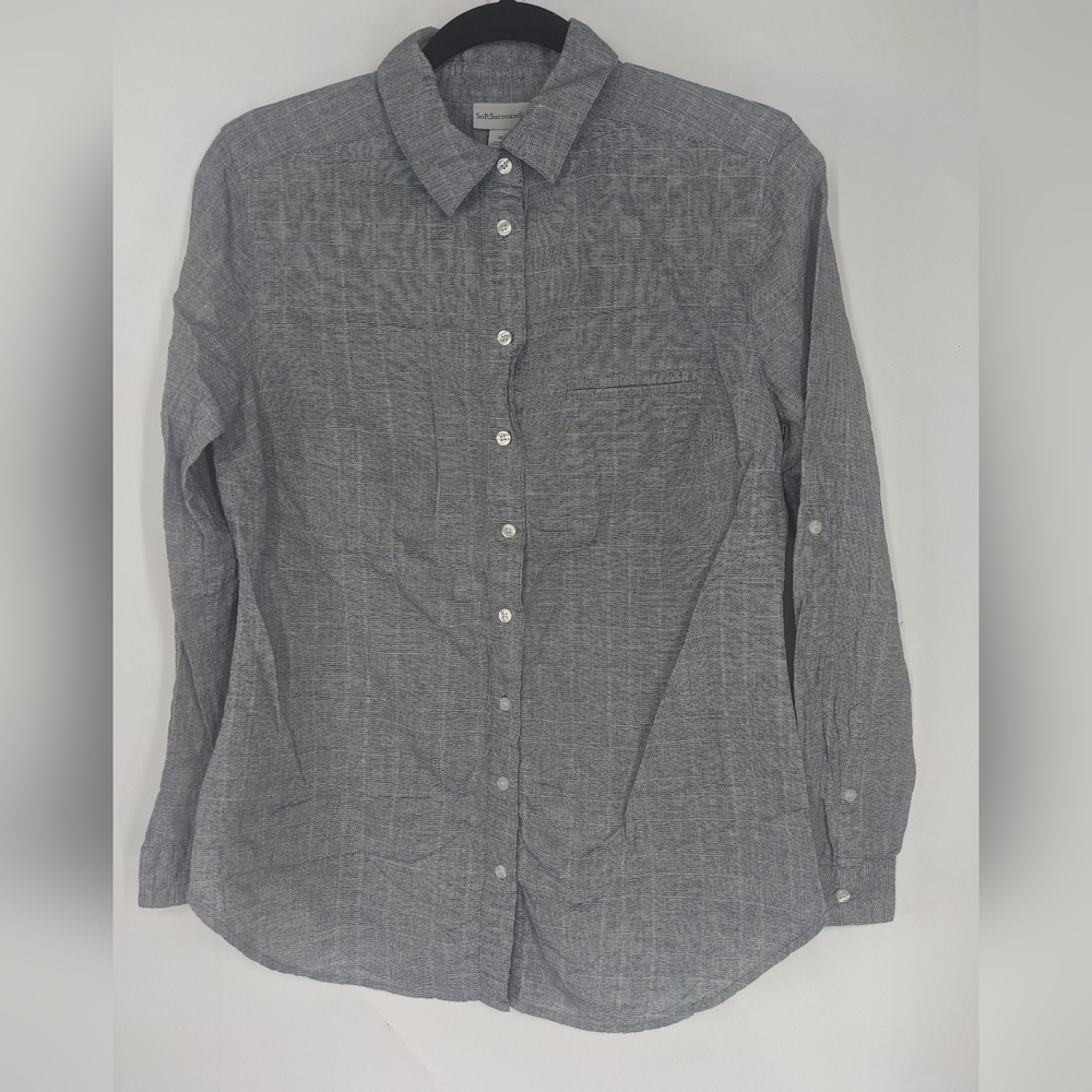 SOFT SURROUNDINGS Roll Tab Long Sleeve Button Down Shirt
